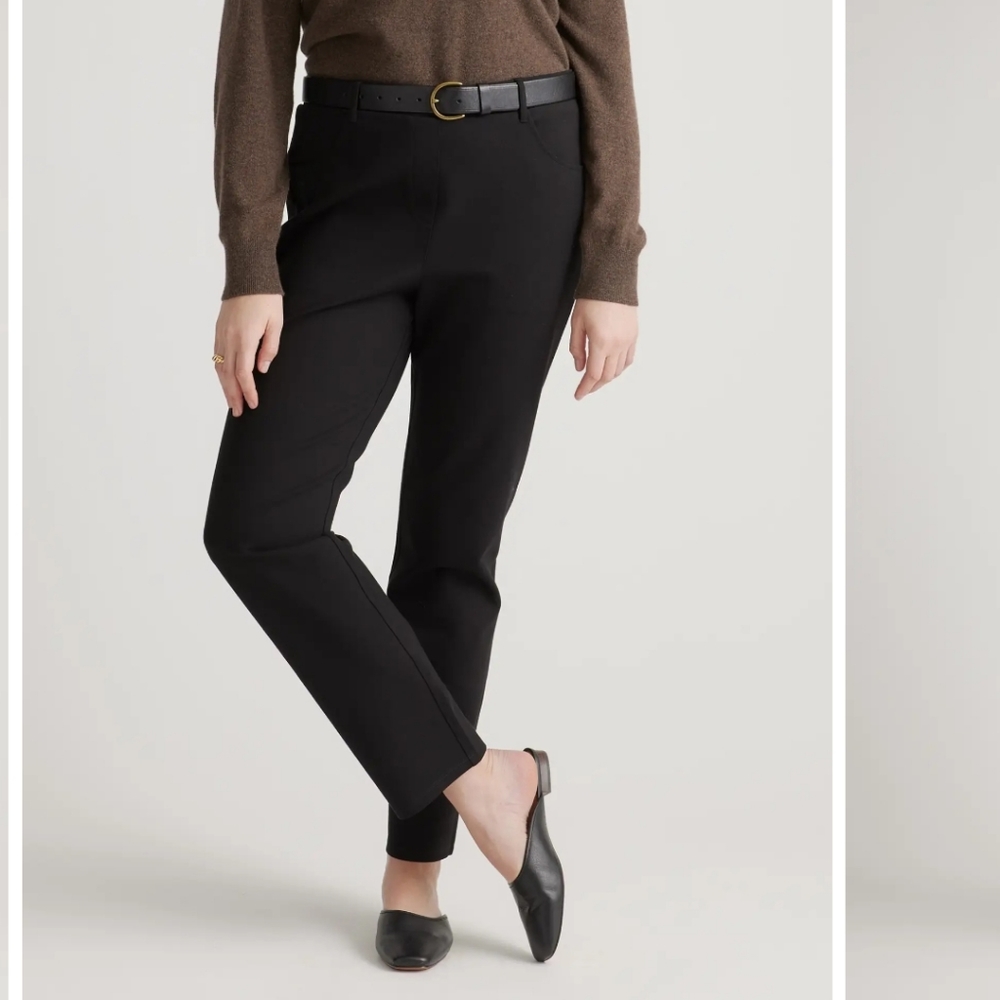 Quince Classic Black Straight Leg Pants